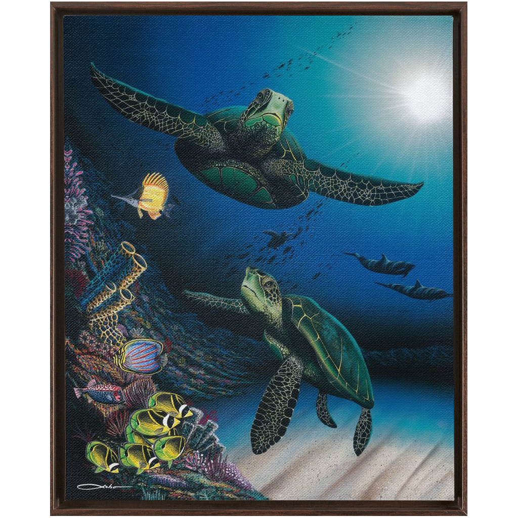 "Honu Reef" Framed Traditional Stretched Canvas