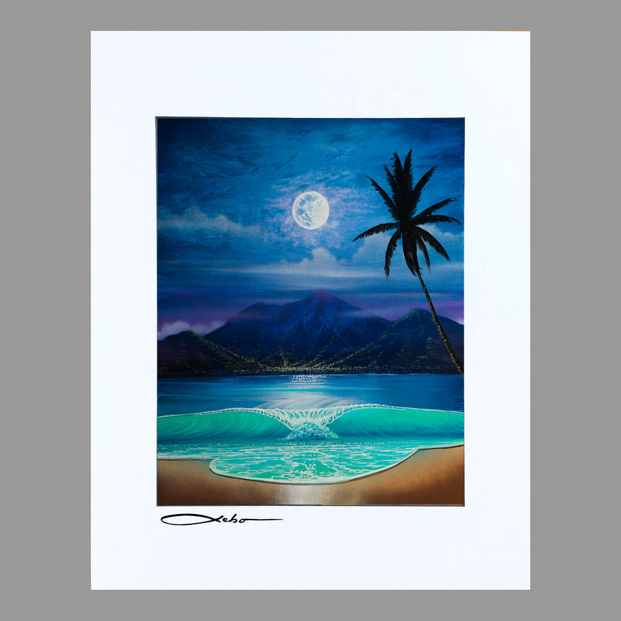 "Moon Over Hilo Bay" 11" x 14" Matted Print