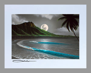 "Moonrise Waikiki" 11" x 14" Matted Print