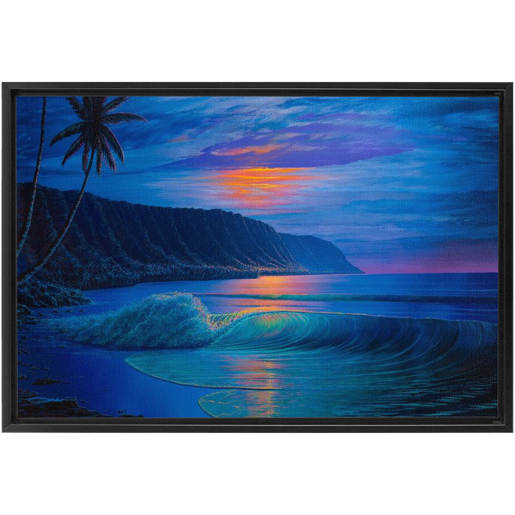 "Haleiwa Harvest Moon" Framed Traditional Stretched Canvas