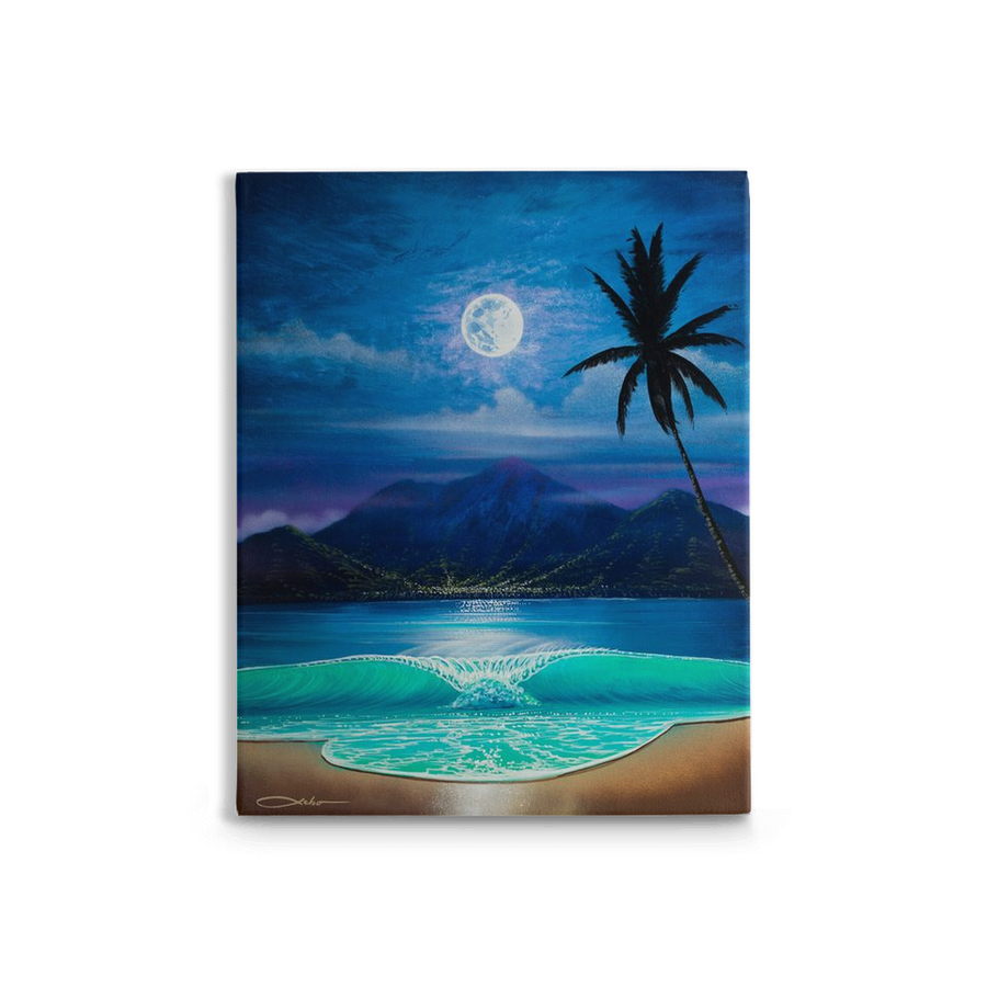"Moon Over Hilo Bay" Traditional Stretched Canvas