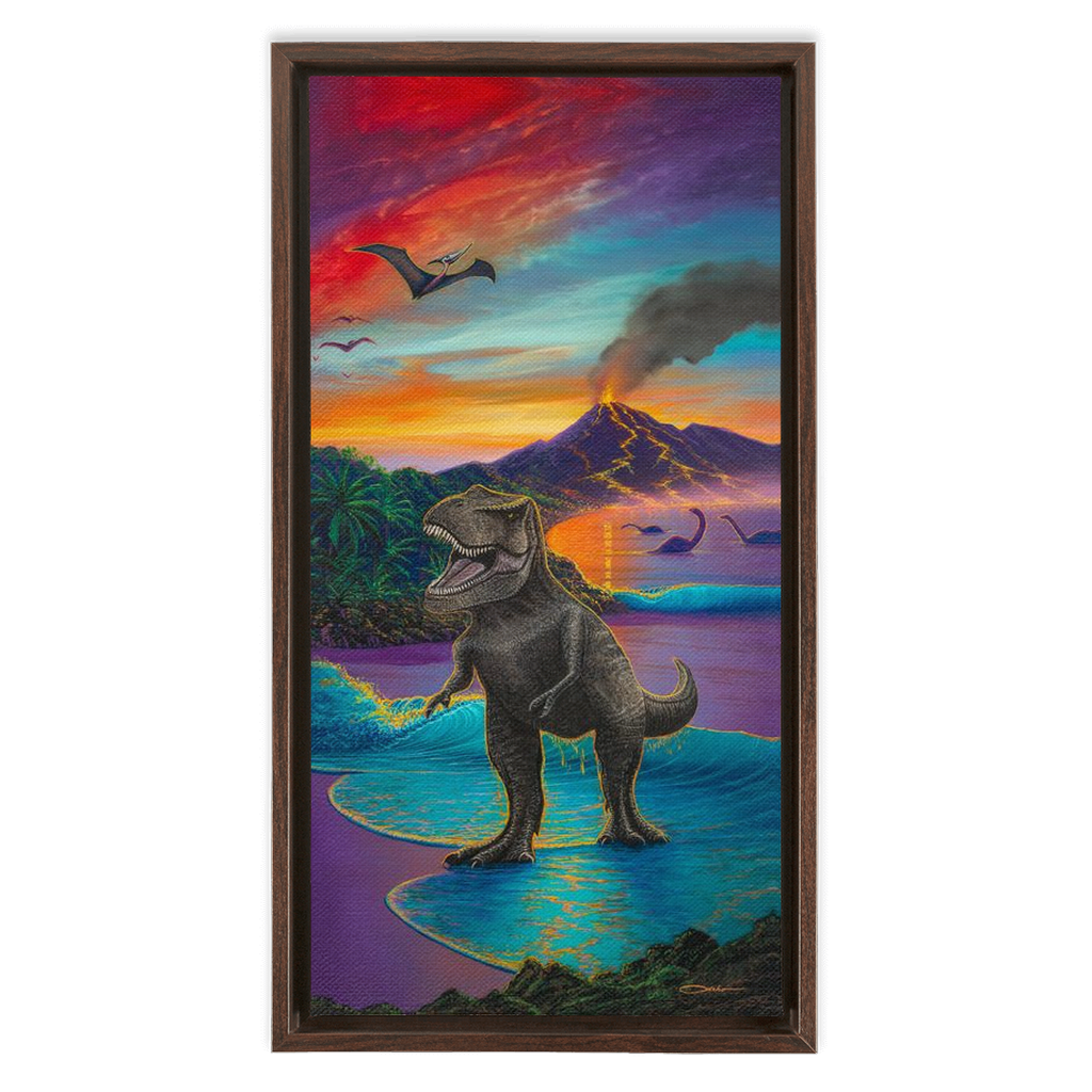 "Jurassic Island" Framed Traditional Stretched Canvas