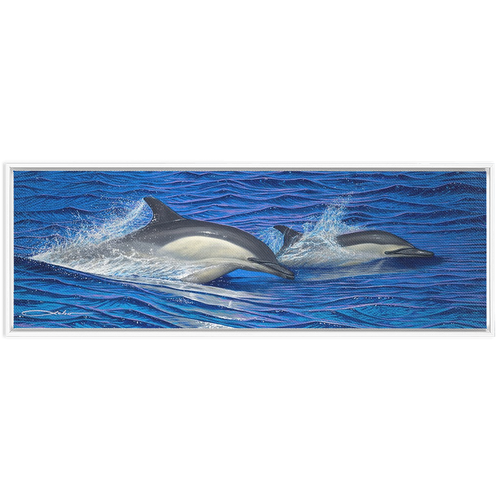 "Dolphin Blue" Framed Traditional Stretched Canvas