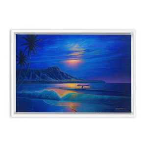 "Waikiki Romance" Framed Traditional Stretched Canvas