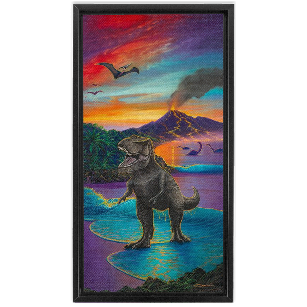 "Jurassic Island" Framed Traditional Stretched Canvas