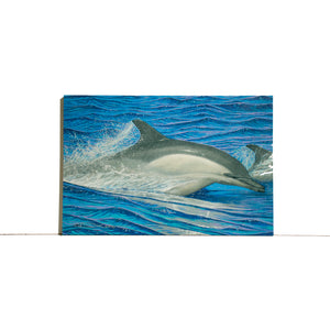 "Dolphin Blue" Wood Block Print - SeboArt.com