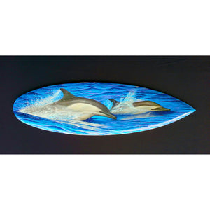 "Dolphin Blue" Mini Surfboard Art Print - SeboArt.com