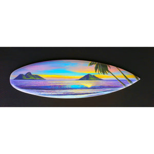 "Lanikai Sunrise" Mini Surfboard Art Print - SeboArt.com