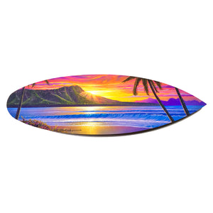 19" "Morning Glory" Mini Surfboard Print with Epoxy