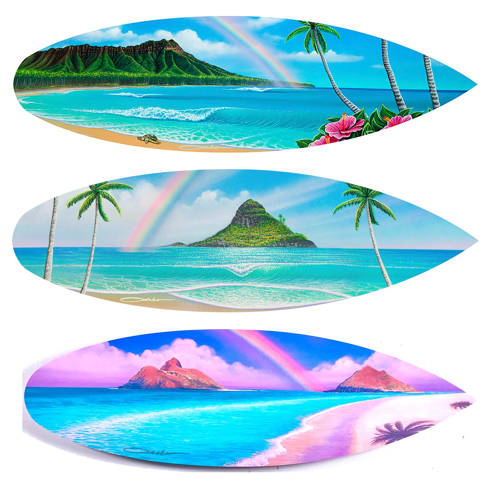 Rainbow Collection 15" Mini Surfboard Prints (Set of 3)