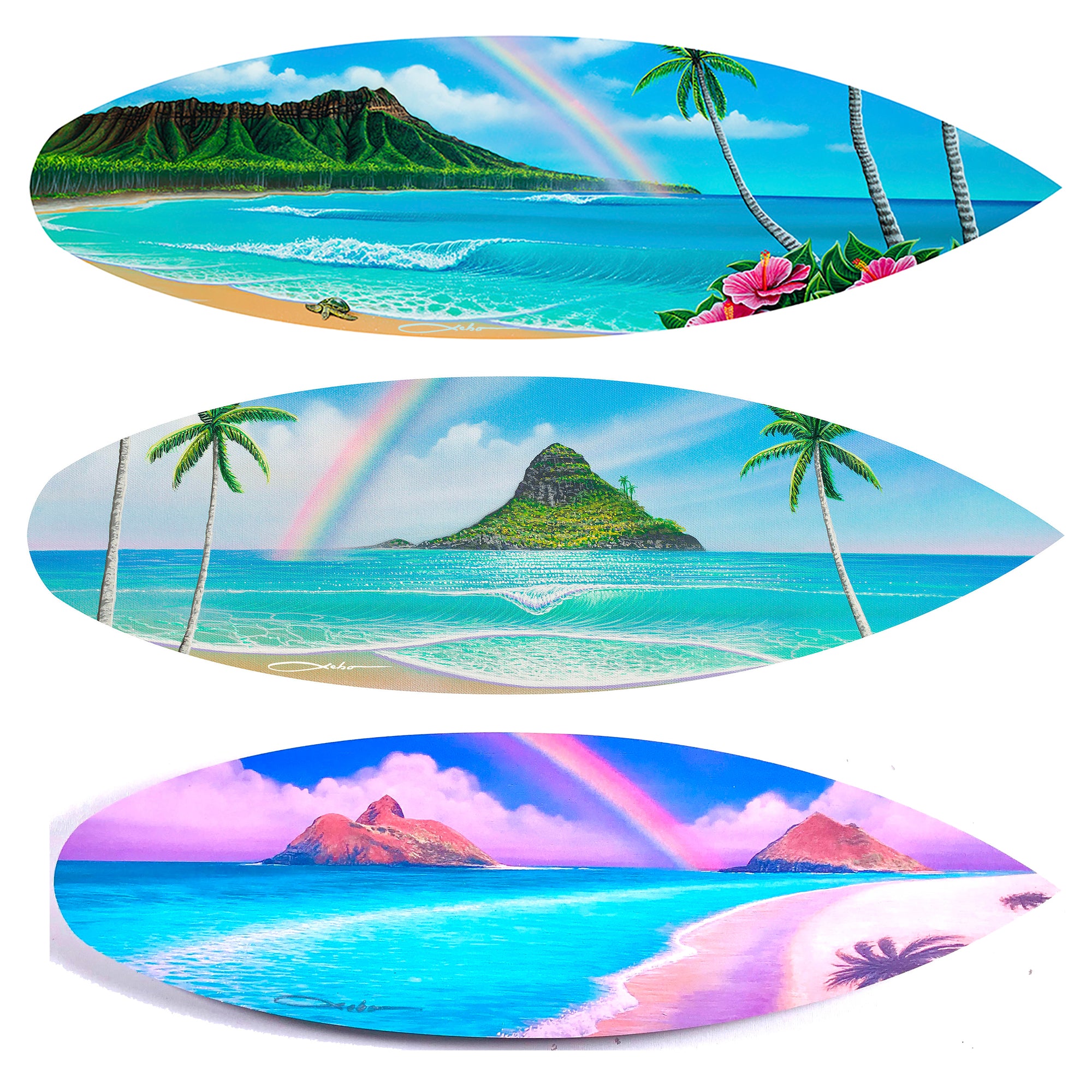 Rainbow Collection 15" Mini Surfboard Prints (Set of 3)