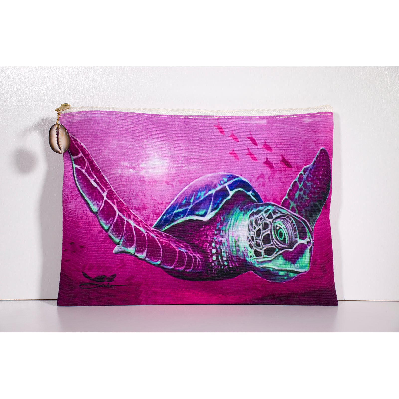 "Solo Honu Pink" Accessories Pouch - SeboArt.com