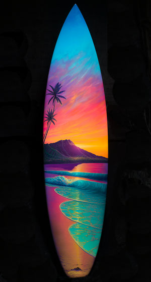 " Sun's  Serenade" on  New 6' 4" Surfboard"