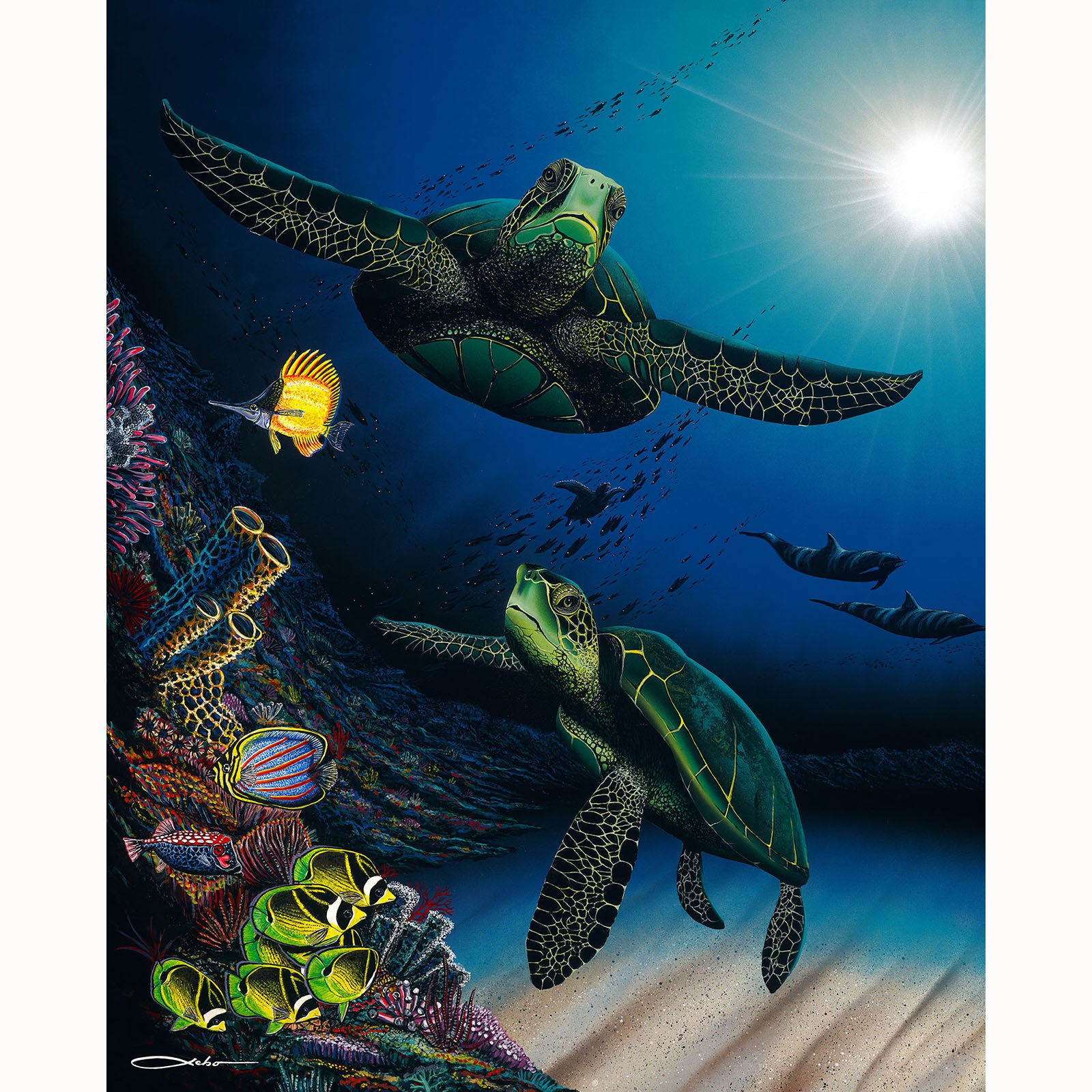 "Honu Reef" Limited Edition Fine Art Giclee - SeboArt.com