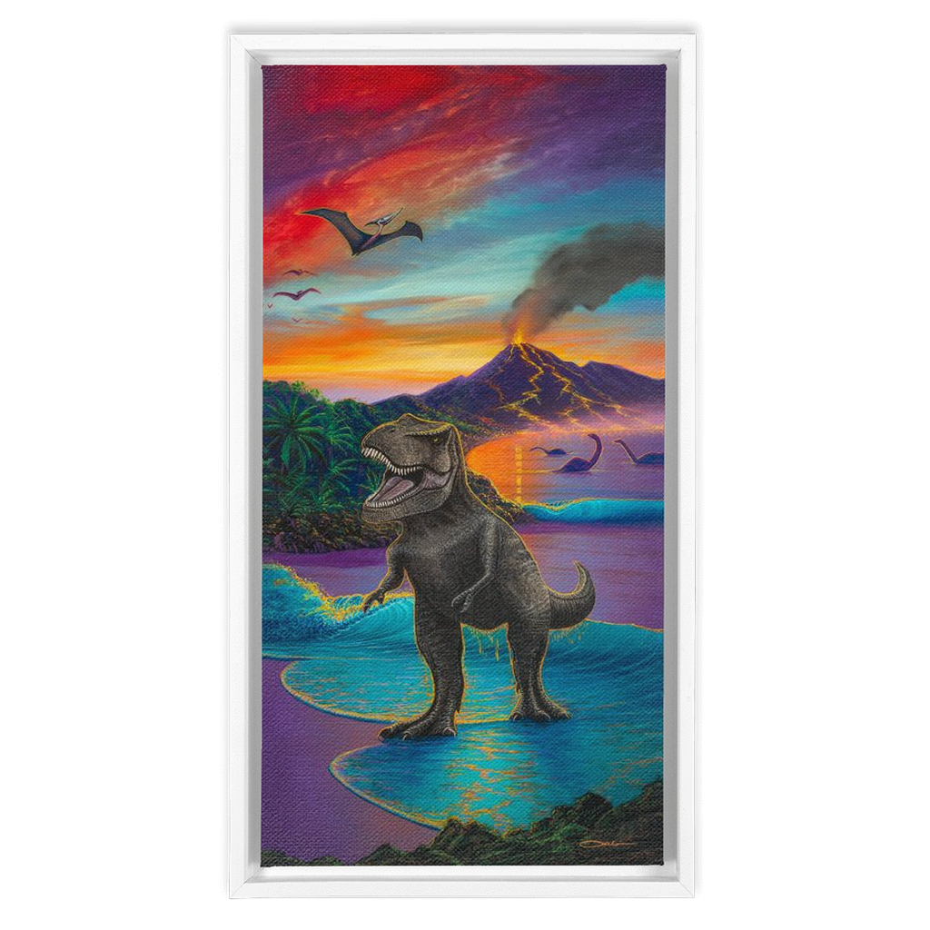 "Jurassic Island" Framed Traditional Stretched Canvas