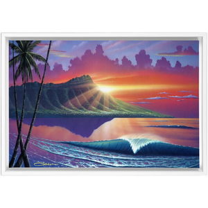"Early Waikiki" Framed Traditional Stretched Canvas