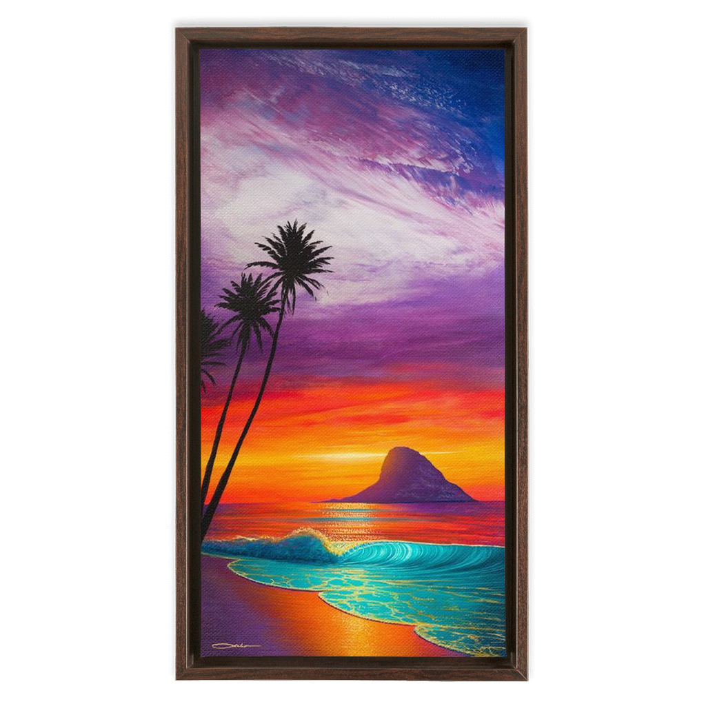 "Sunrise At Mokoli'i" Framed Traditional Stretched Canvas