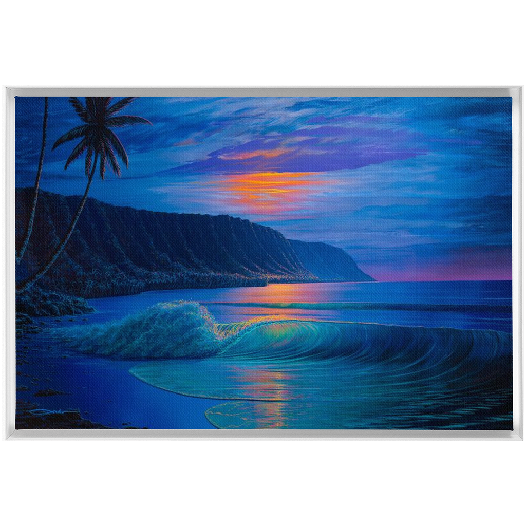 "Haleiwa Harvest Moon" Framed Traditional Stretched Canvas