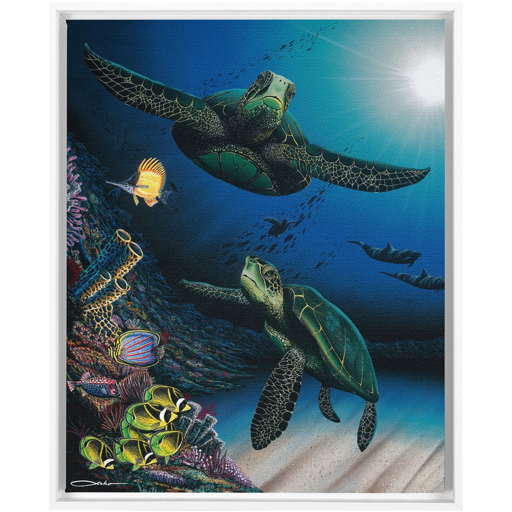 "Honu Reef" Framed Traditional Stretched Canvas