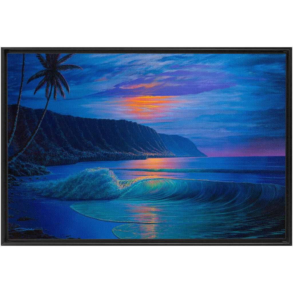 "Haleiwa Harvest Moon" Framed Traditional Stretched Canvas