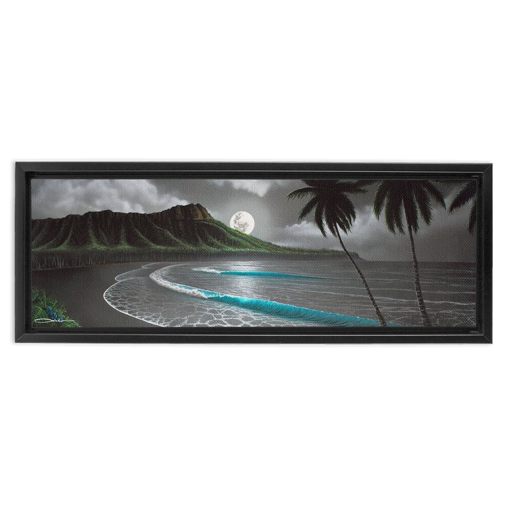 "Moonrise Waikiki" Framed Traditional Stretched Canvas