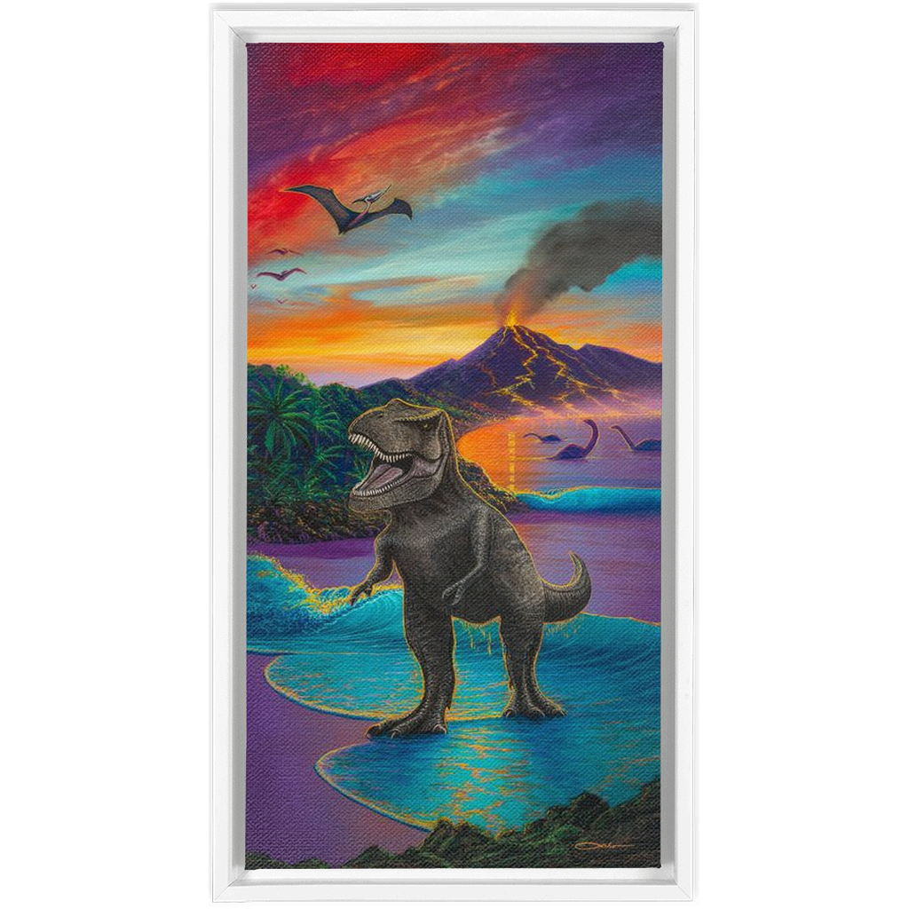 "Jurassic Island" Framed Traditional Stretched Canvas