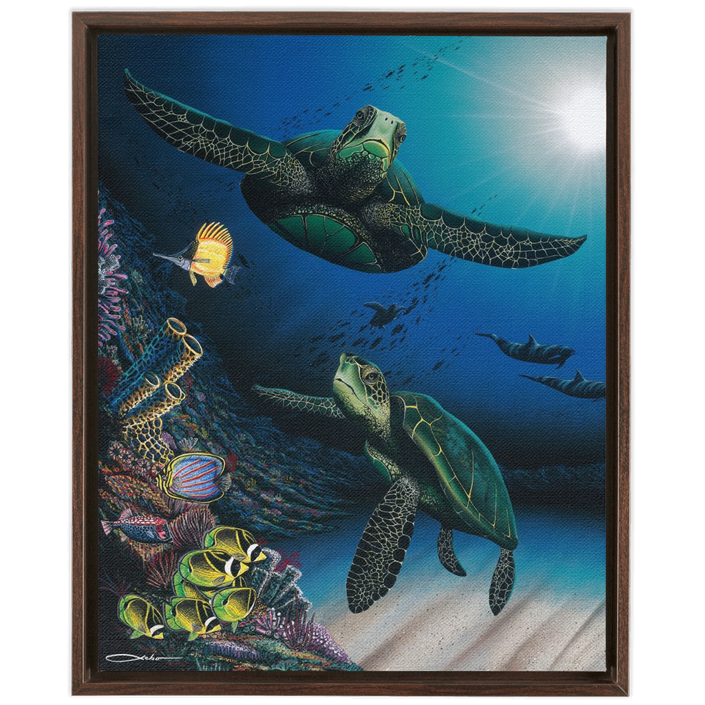 "Honu Reef" Framed Traditional Stretched Canvas