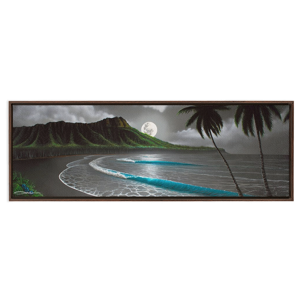 "Moonrise Waikiki" Framed Traditional Stretched Canvas