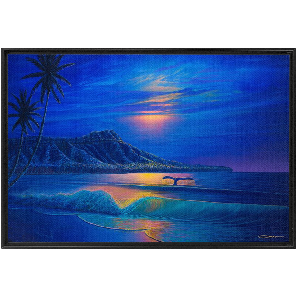 "Waikiki Romance" Framed Traditional Stretched Canvas