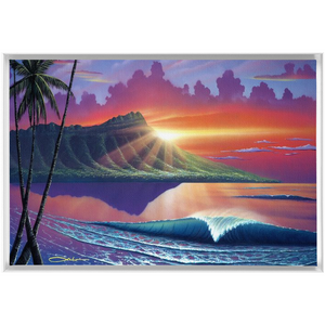 "Early Waikiki" Framed Traditional Stretched Canvas
