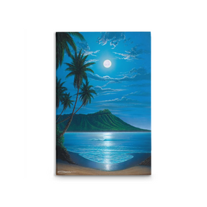 "Diamond Head Moon" Traditional Stretched Canvas