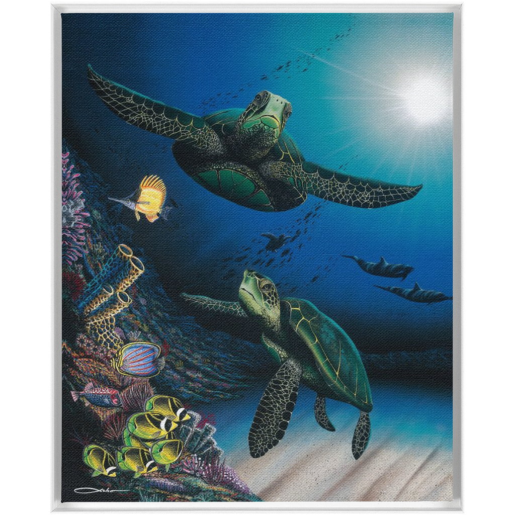 "Honu Reef" Framed Traditional Stretched Canvas