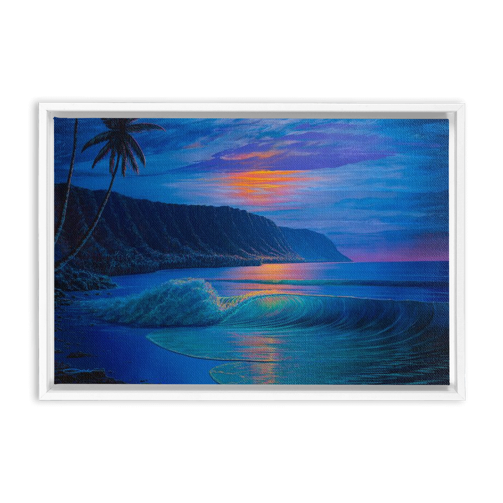 "Haleiwa Harvest Moon" Framed Traditional Stretched Canvas