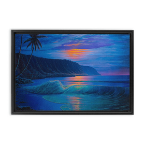 "Haleiwa Harvest Moon" Framed Traditional Stretched Canvas