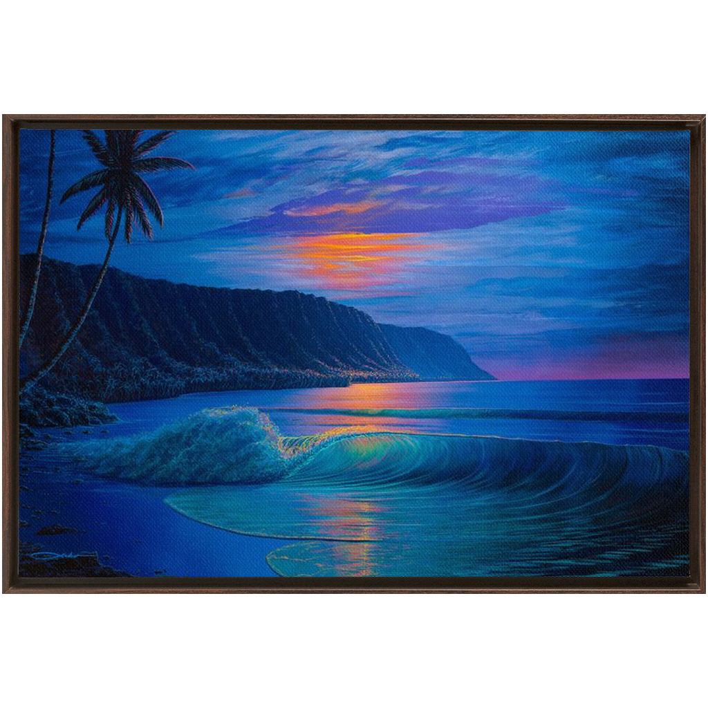 "Haleiwa Harvest Moon" Framed Traditional Stretched Canvas