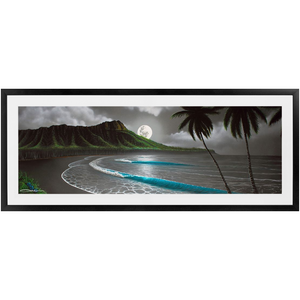 "Moonrise Waikiki" Framed Prints