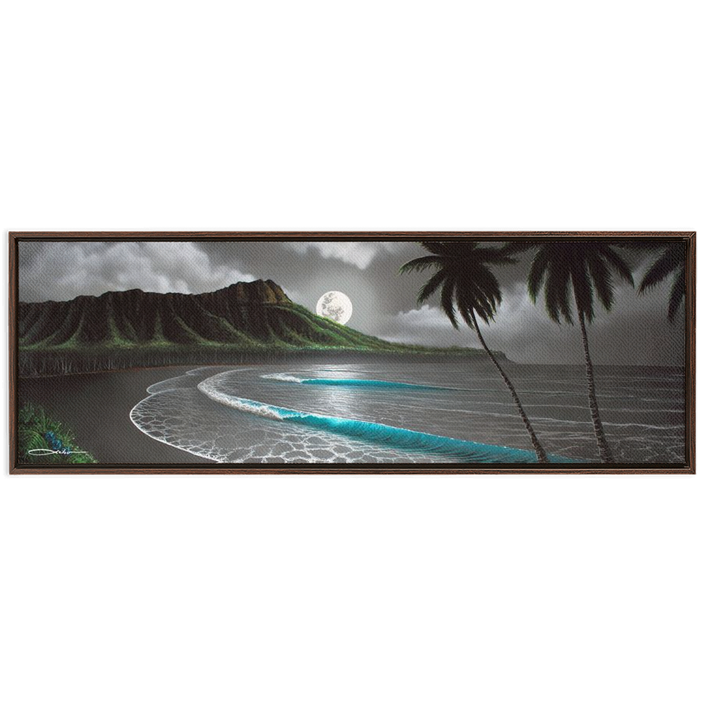 "Moonrise Waikiki" Framed Traditional Stretched Canvas