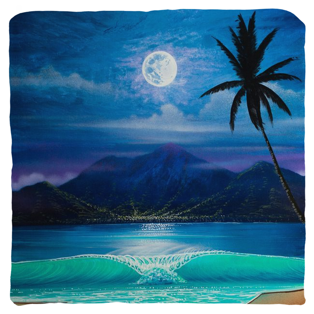 "Moon Over Hilo Bay" Throw Pillows