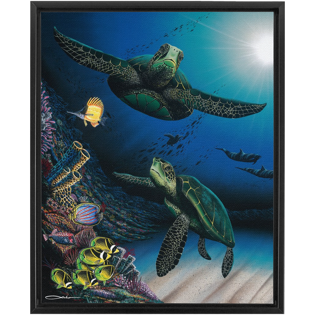 "Honu Reef" Framed Traditional Stretched Canvas