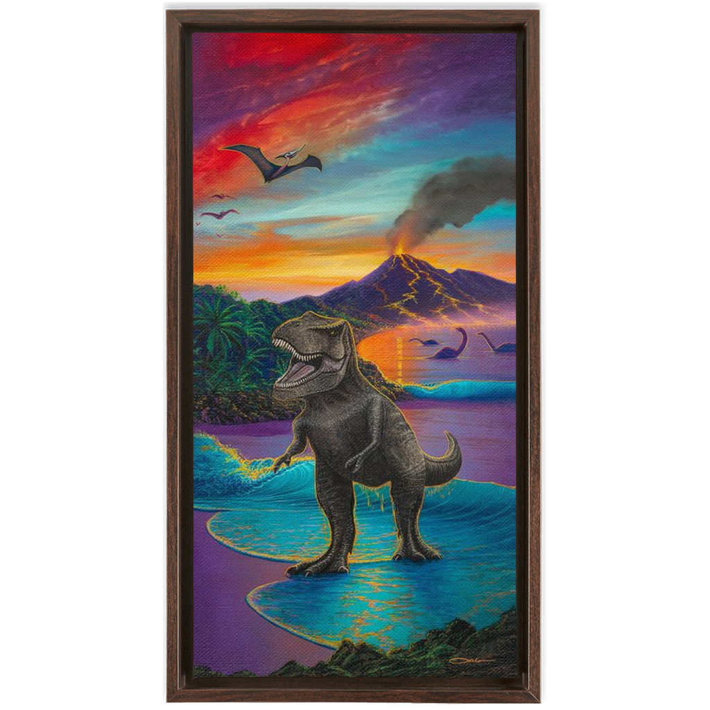 "Jurassic Island" Framed Traditional Stretched Canvas