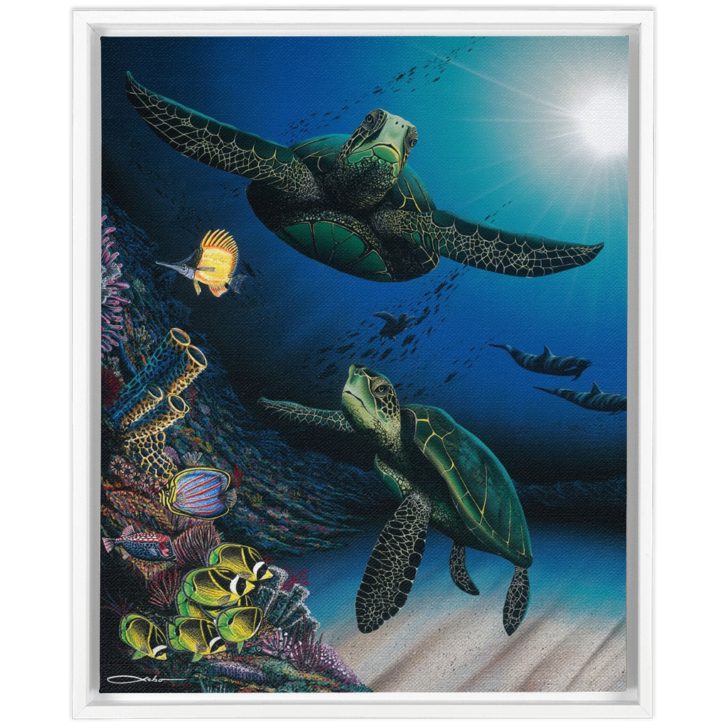 "Honu Reef" Framed Traditional Stretched Canvas