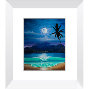 "Moon Over Hilo Bay" Framed Prints