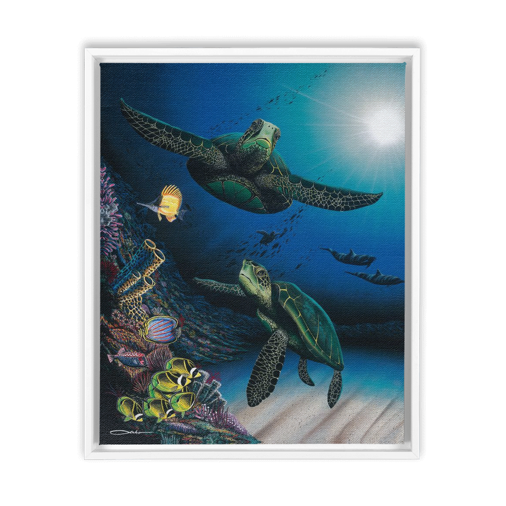 "Honu Reef" Framed Traditional Stretched Canvas