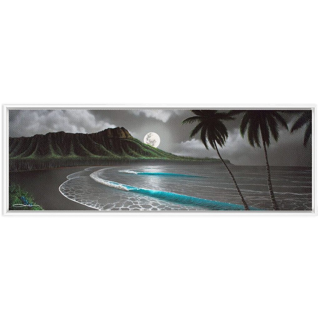 "Moonrise Waikiki" Framed Traditional Stretched Canvas