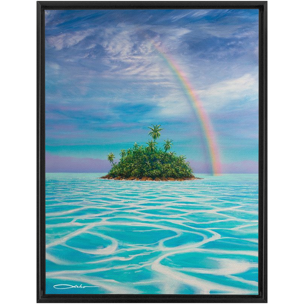 "Heaven's Lagoon" Framed Traditional Stretched Canvas