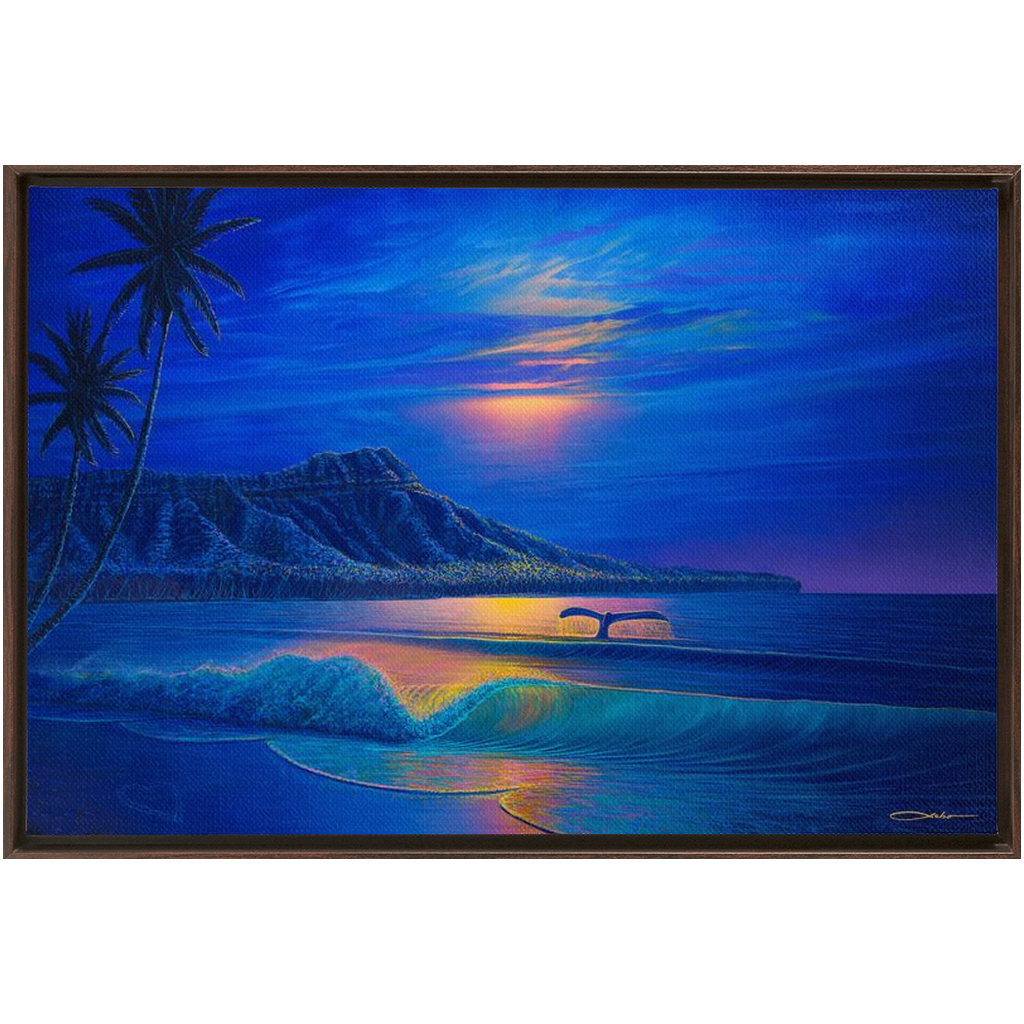 "Waikiki Romance" Framed Traditional Stretched Canvas