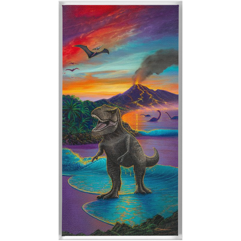 "Jurassic Island" Framed Traditional Stretched Canvas