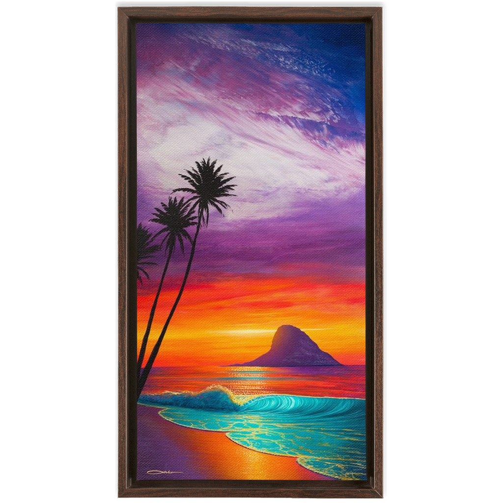 "Sunrise At Mokoli'i" Framed Traditional Stretched Canvas