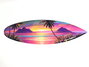 “Lanikai Morning " Original Painting on 24” Mini Surfboard with Epoxy
