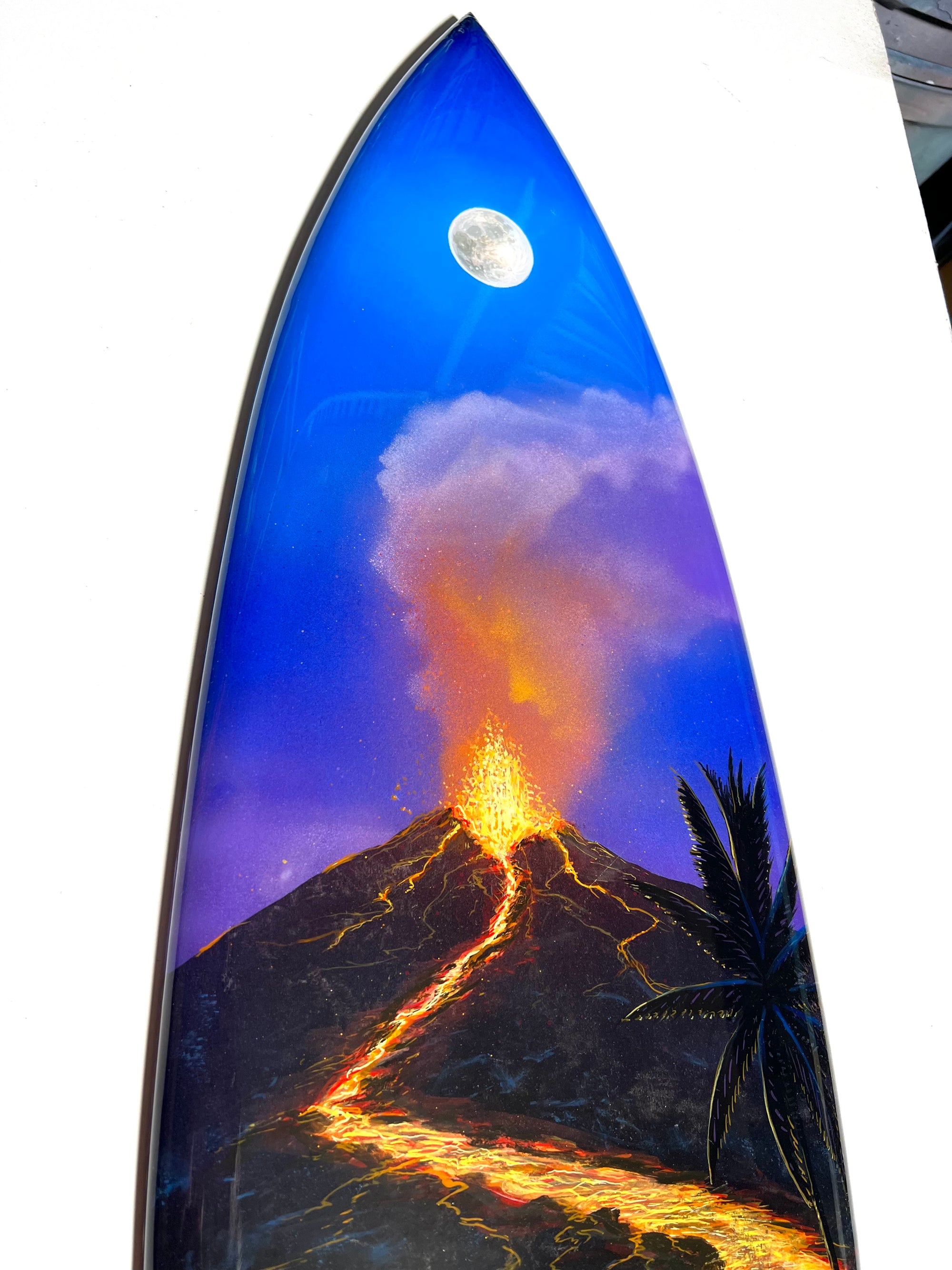 40" "Face Of Pele" Original Painting on Mini Surfboard with Epoxy finish